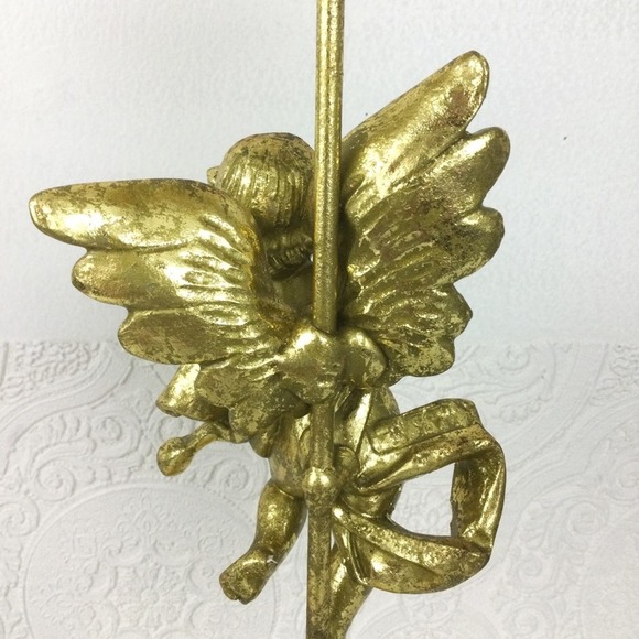 Vintage cherub gold tone metal taper candlestick holder Philippines - Picture 6 of 9